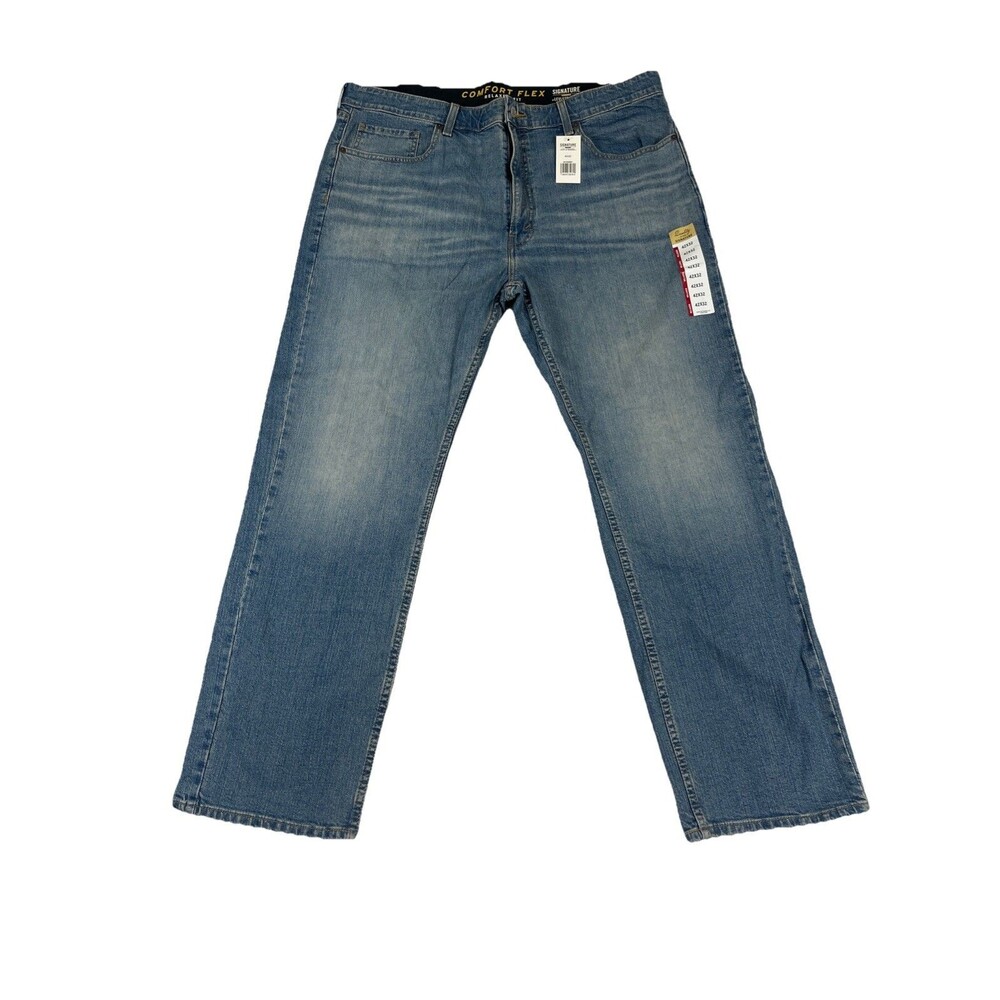 Levi Strauss Signature Gold Jeans Men's 42x32 Light Wash Relaxed Fit Flex Denim